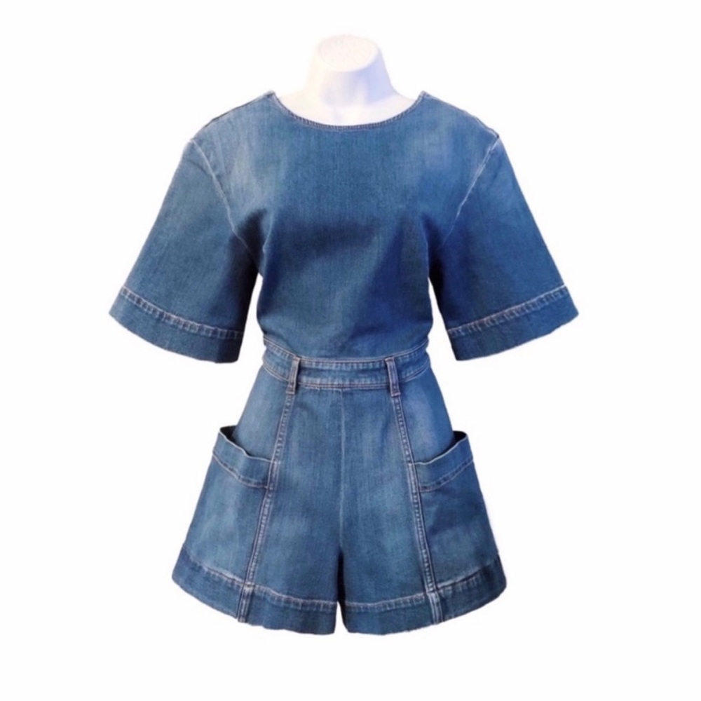 Stella McCartney Denim Half Sleeve Romper Playsuit
